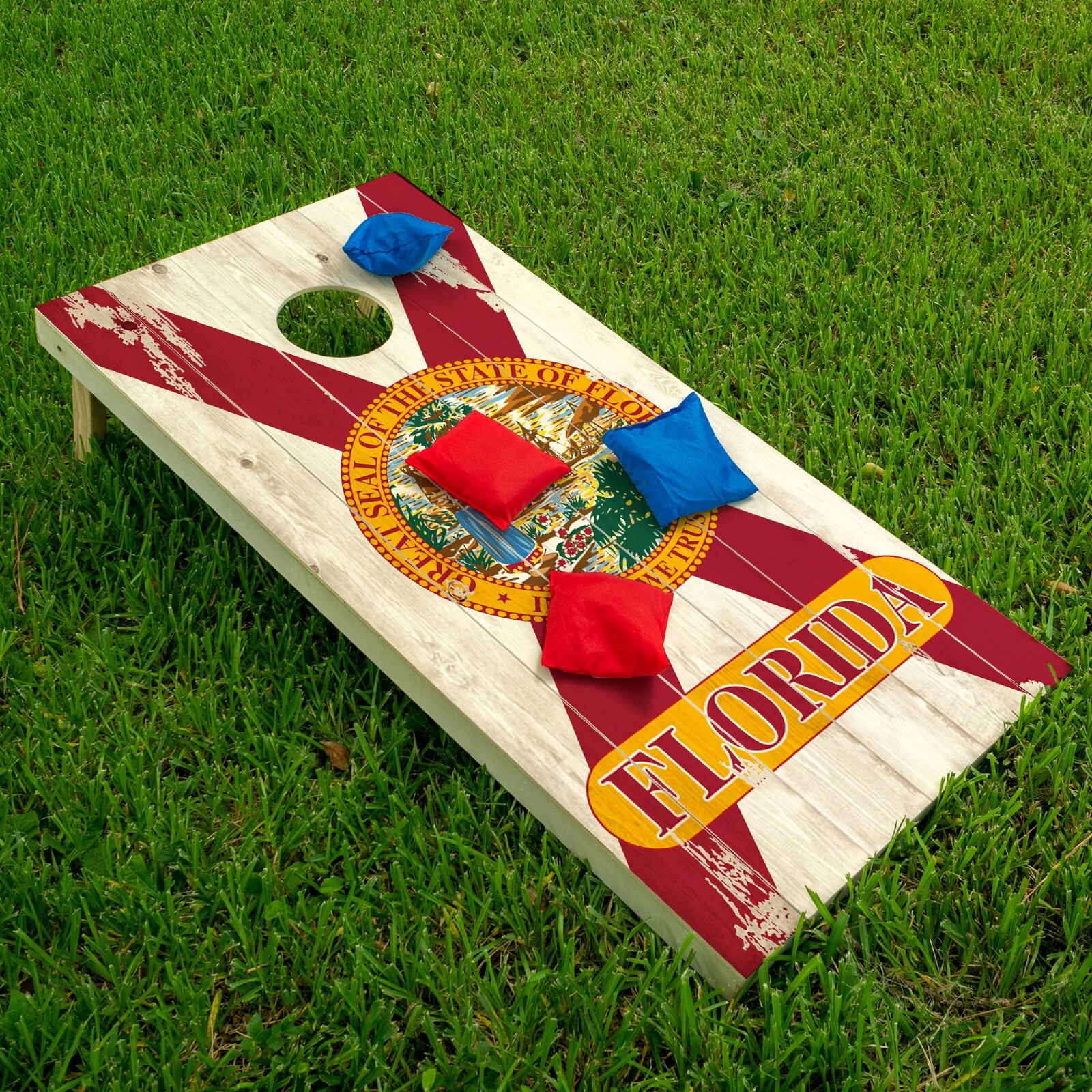 Florida Flag US American Flag Cornhole Board Wraps and Decals Vinyl Sticker