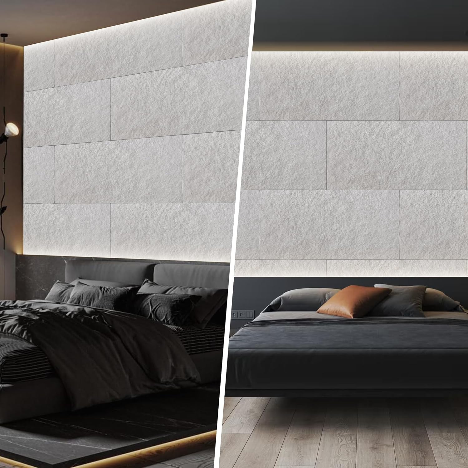 4 PCS PU 3D Faux Stone Wall Panels – Cement Texture Wainscoting Decor