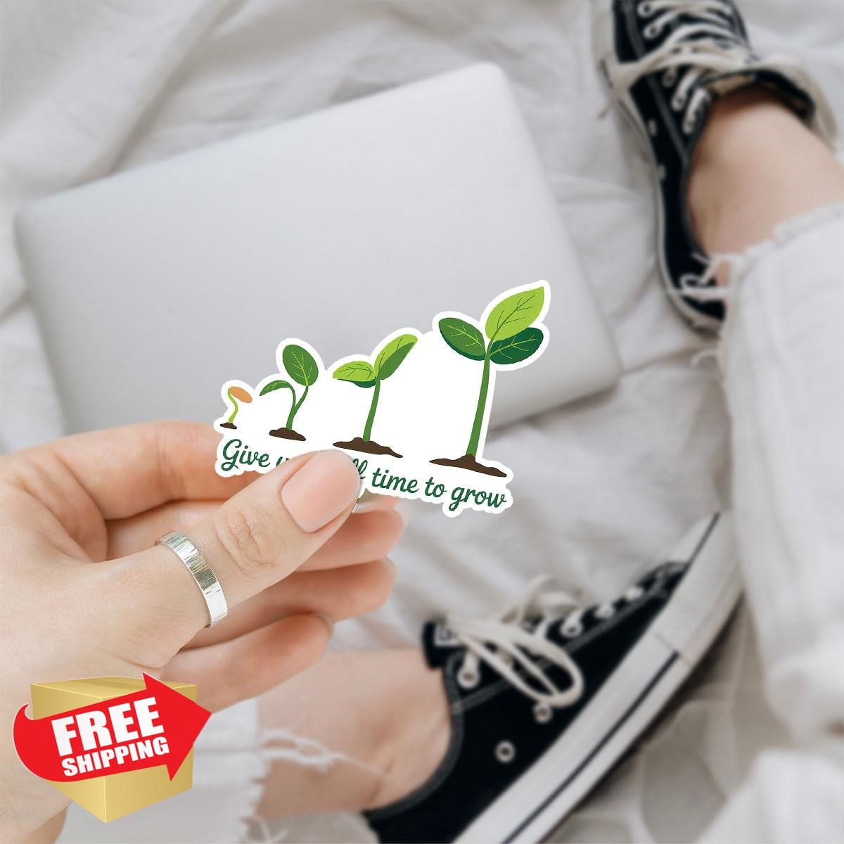 Vybonz Grow Sticker 3 inch Plant Design