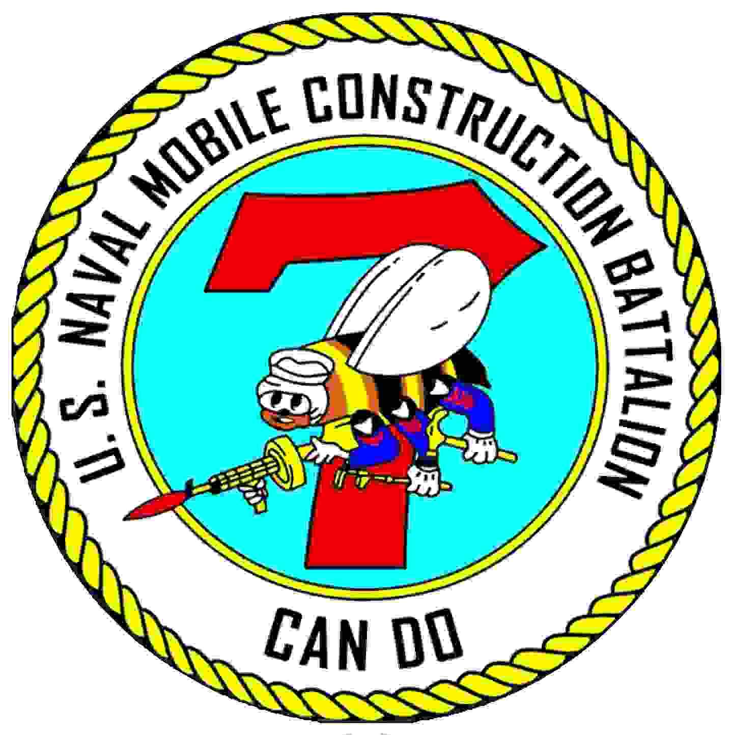 SEABEES NMCB7 White Background (2 small or 1 Large)  Vinyl