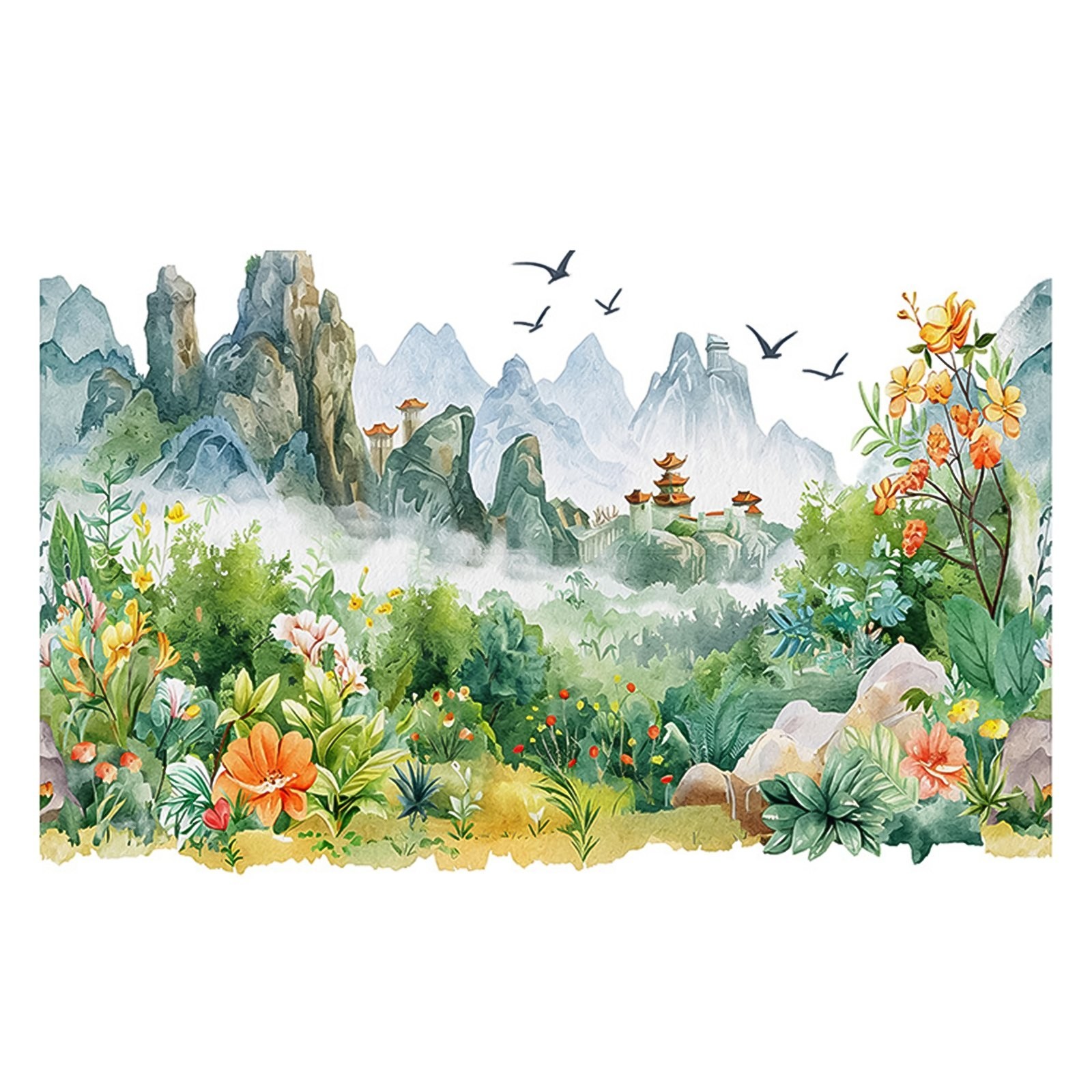 Flowers Stickers Supermarket Entrance PVC PVC Transparent Film Ful Sheets