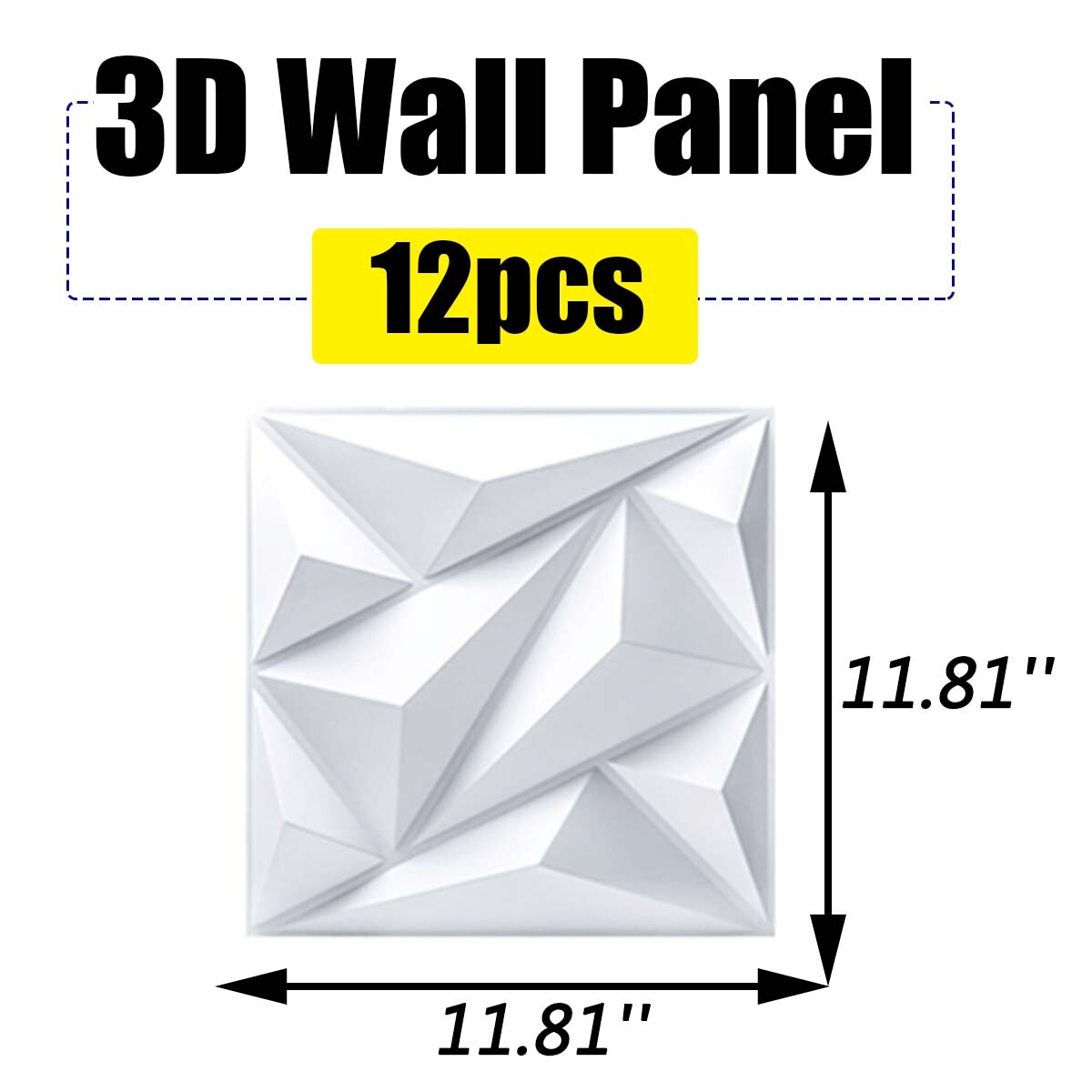 12pcs 3D Wall Panels Decorative Wall Boards 30cm*30cm Square PVC Panels White