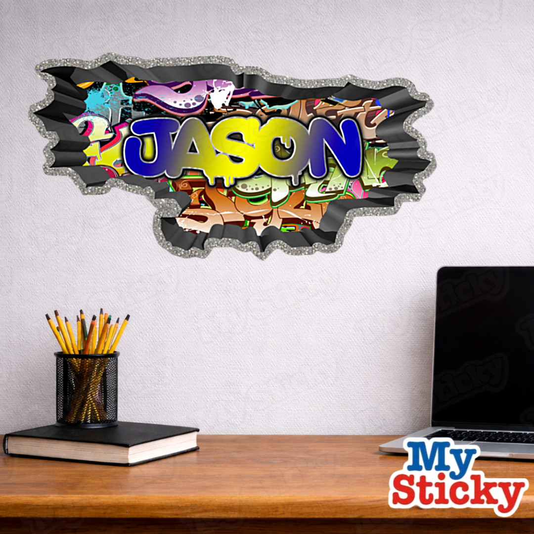 3D Graffiti Name Custom Personalized Wall Sticker DIY Room Decor Kids