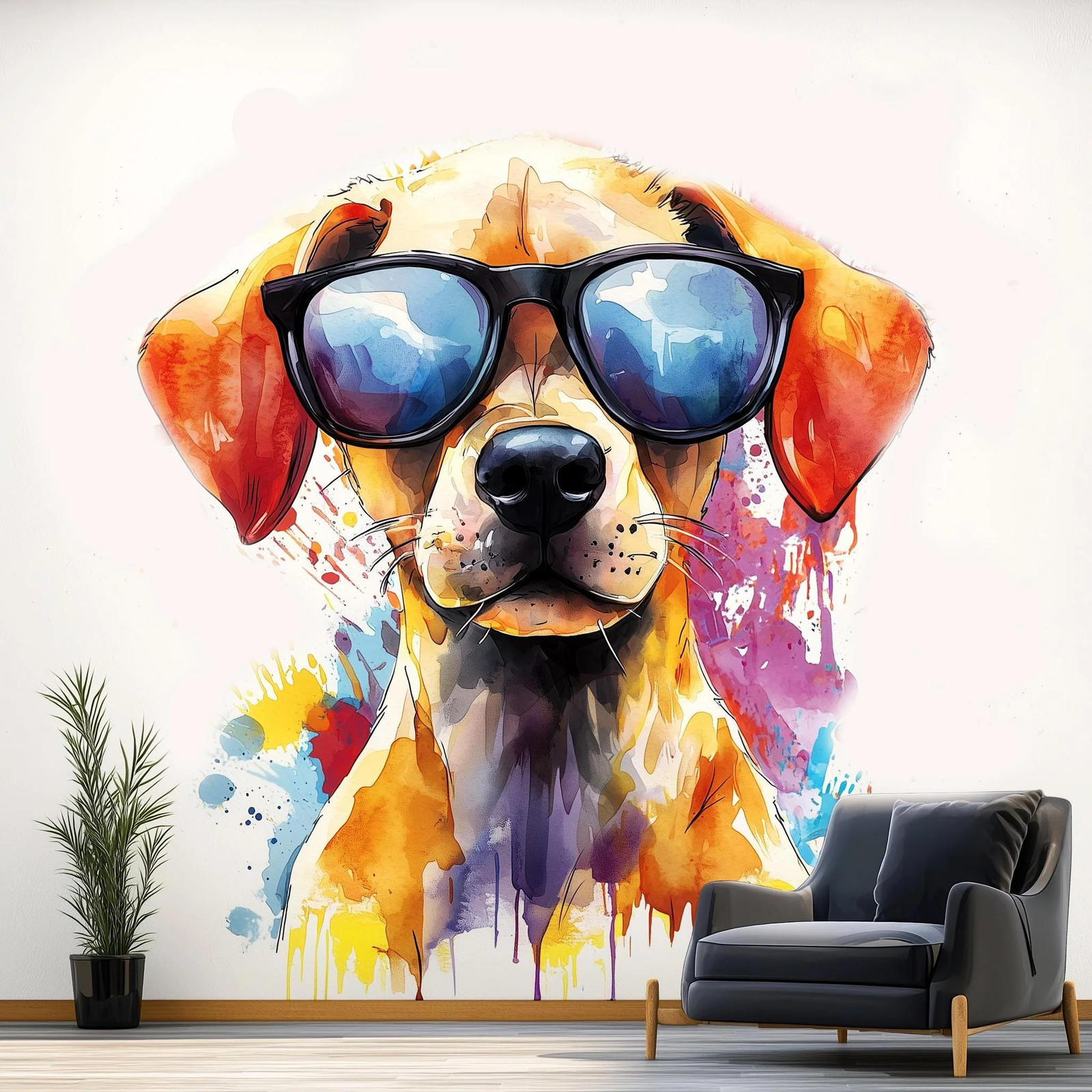 Colorful Labrador Puppy Wall Sticker | Cute Dog Decal