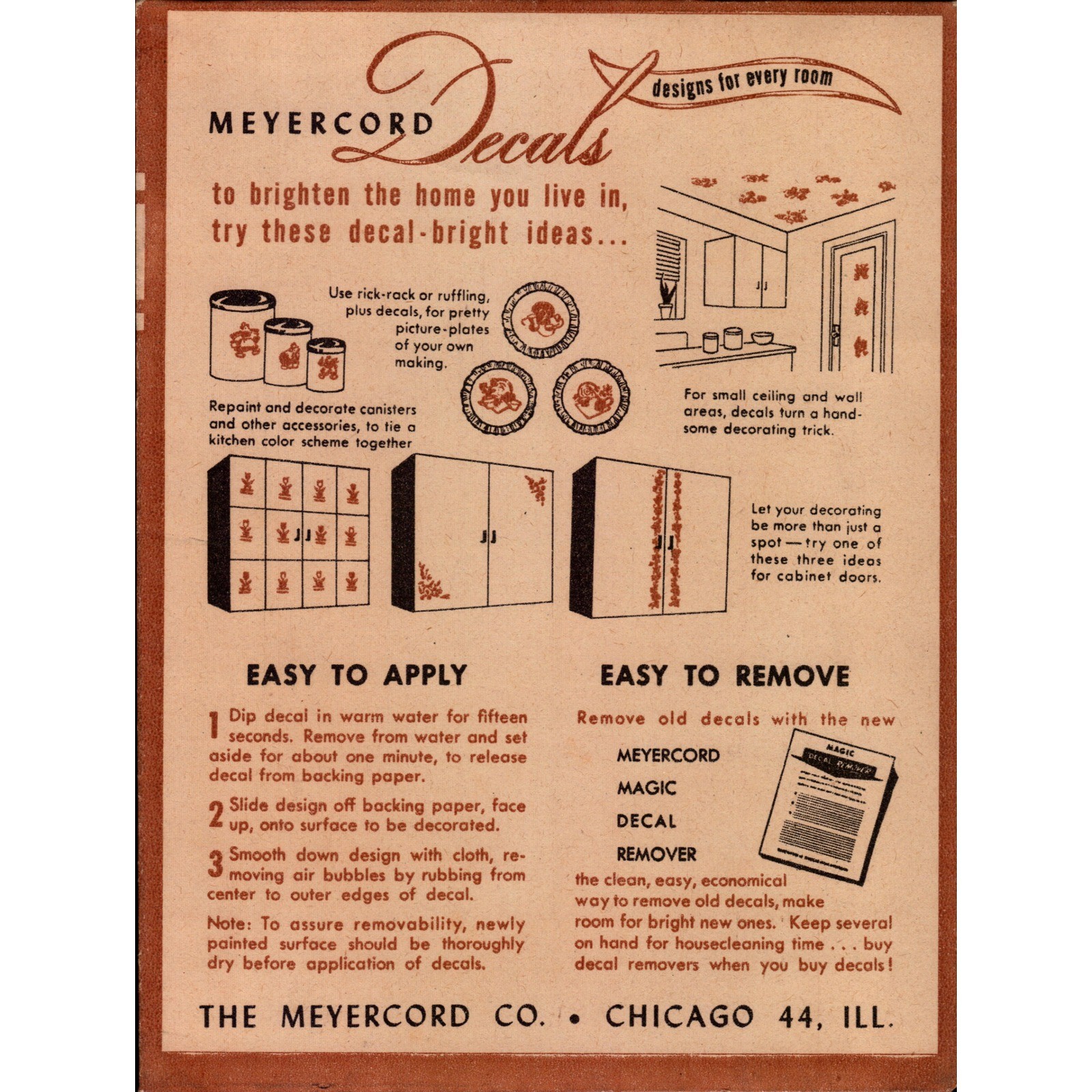Vintage Meyercord Cornucopia Fruit Decal 840-C 1950s Kitchen Canister Decor