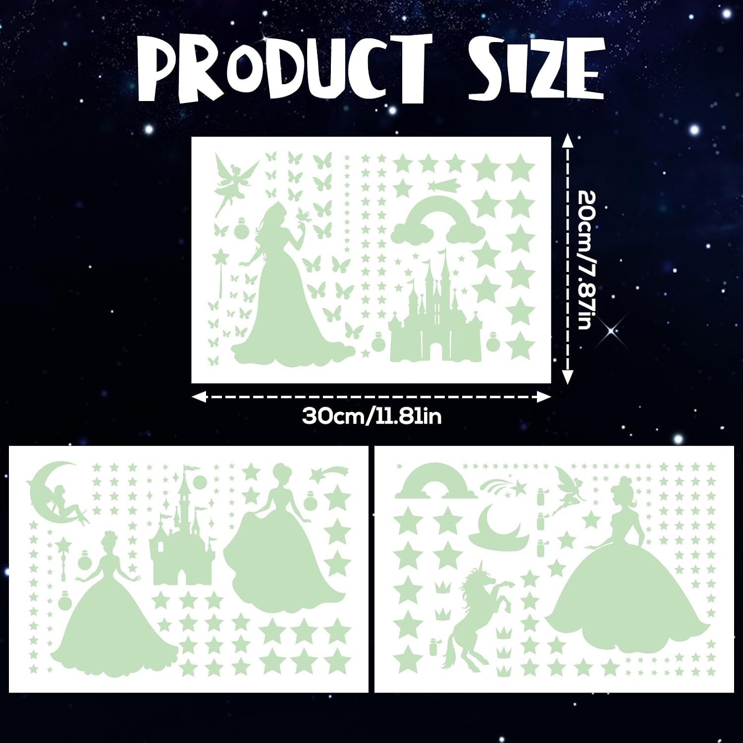 Glow in The Dark Stars for Ceiling Wall Decals Kids Room Decor Reusable