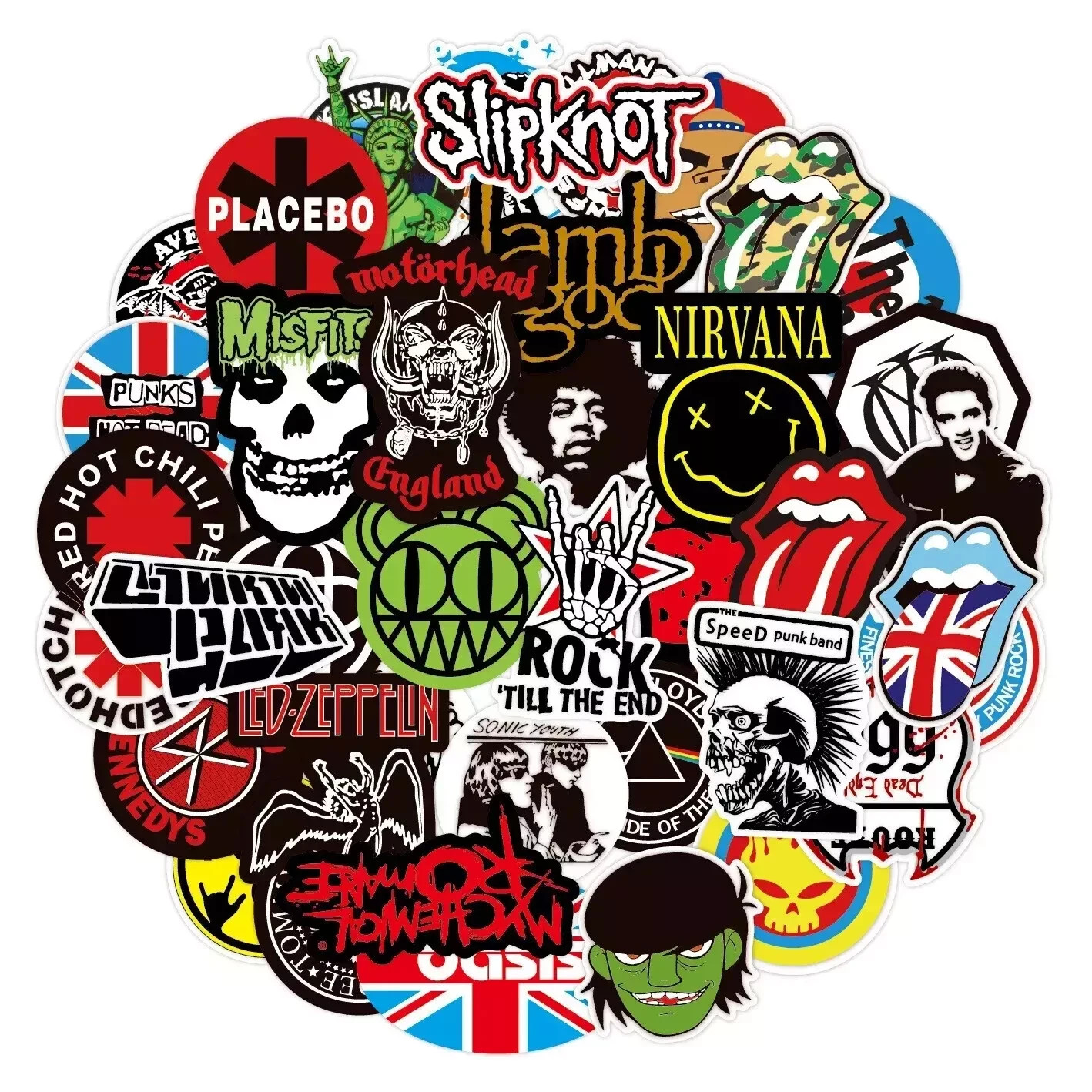 US 100PCS Rock Band Stickers Lot Punk Music Heavy Metal Bands Sticker Decal