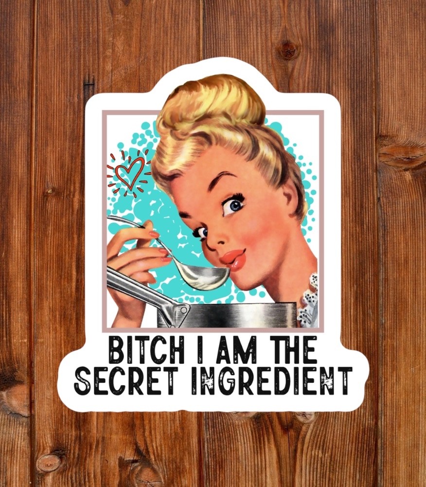 Retro Lady Funny Waterproof Weatherproof Vinyl Sticker | The Secret Ingredient