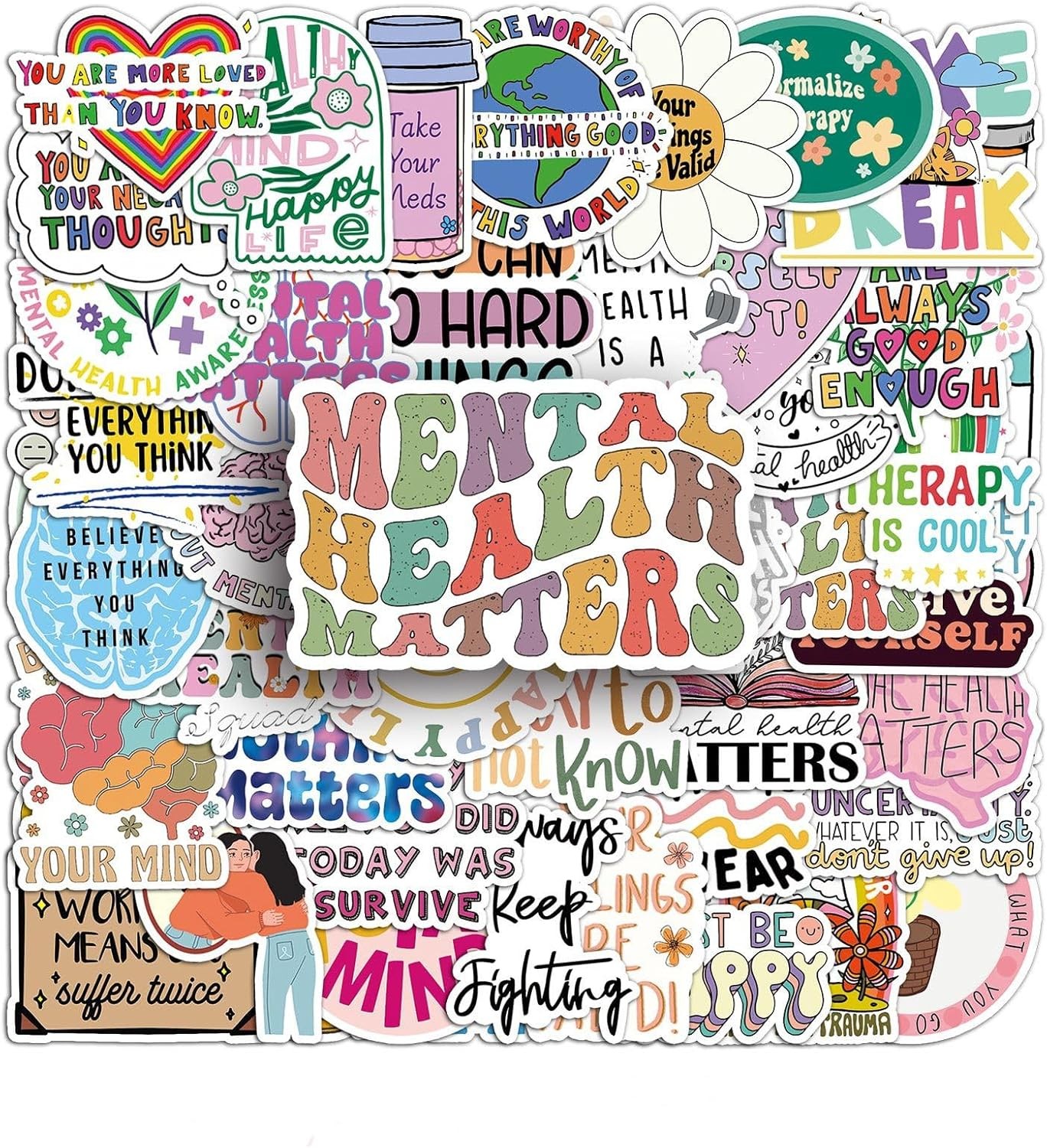 100Pcs Mental Health Stickers Matters Awareness