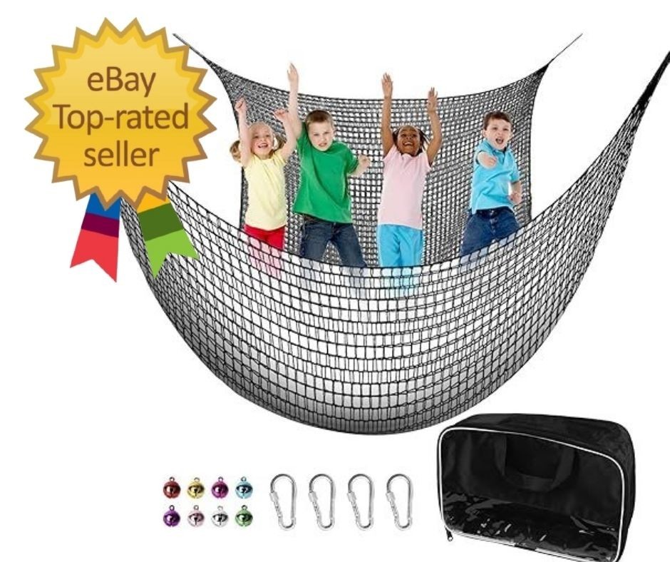 9.8' x 9.8' Climbing Cargo Net – Double Layer Playground Safety Net for Kids