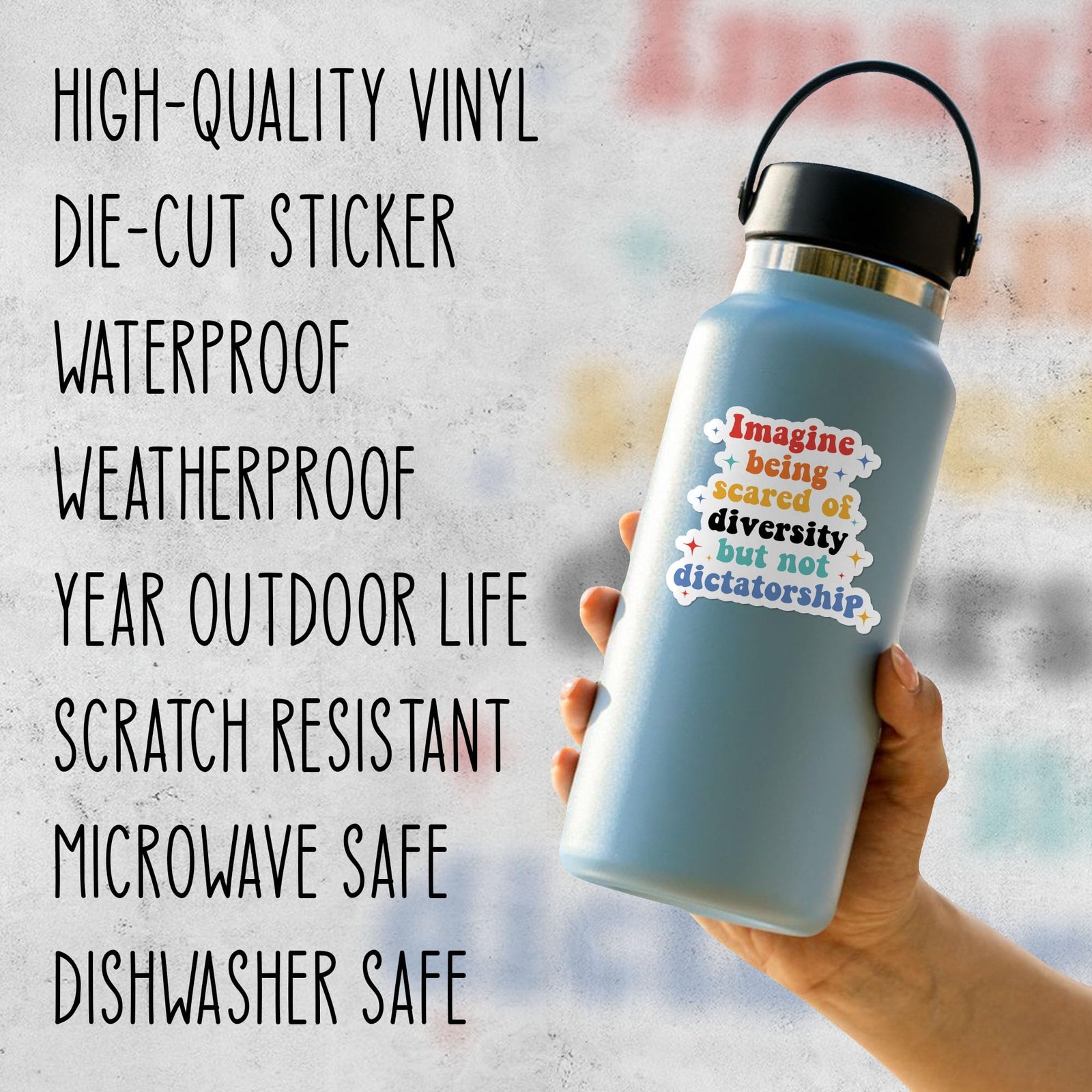 (3Pcs) Imagine Being Scared of Diversity But Not Dictatorship Stickers | Demo…