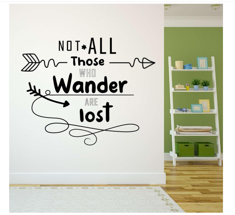 Wall Decal Not All Those Who Wander Are Lost 40" X 32" Vinyl Print, medium-tact