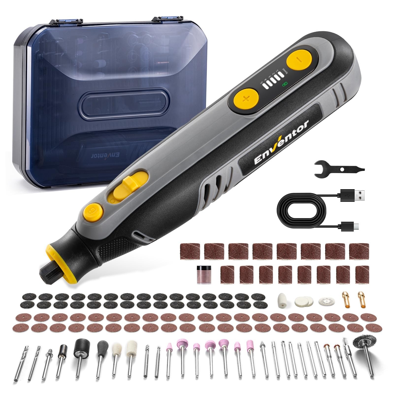 Enventor Cordless Rotary Tool, 8V Power Rotary Tool Kit with 123pcs Accessori…