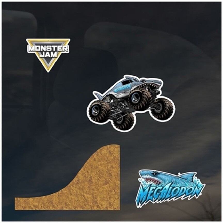 Monster Jam Megalodon Decal Pack ( 9 HIGH QUALITY DECALS) OFFICIALLY LICENSED