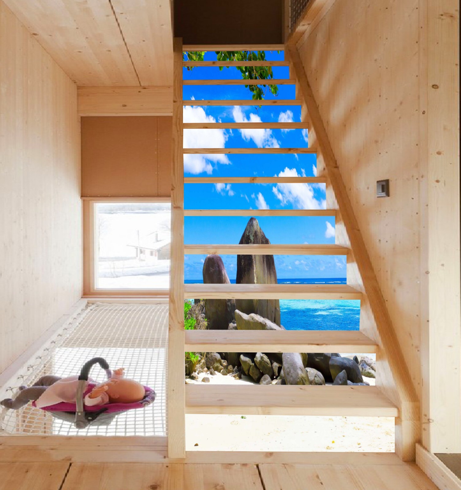3D Beach Stone AZ923 Stair Risers Decoration Mural Vinyl Wallpaper Kay