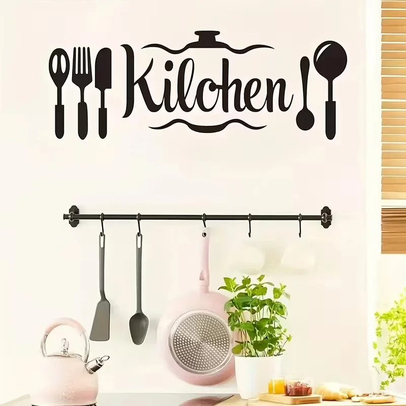 Kitchen Creative Black Utensil Wall Stickers Dining Room and Kitchen Wall Decals