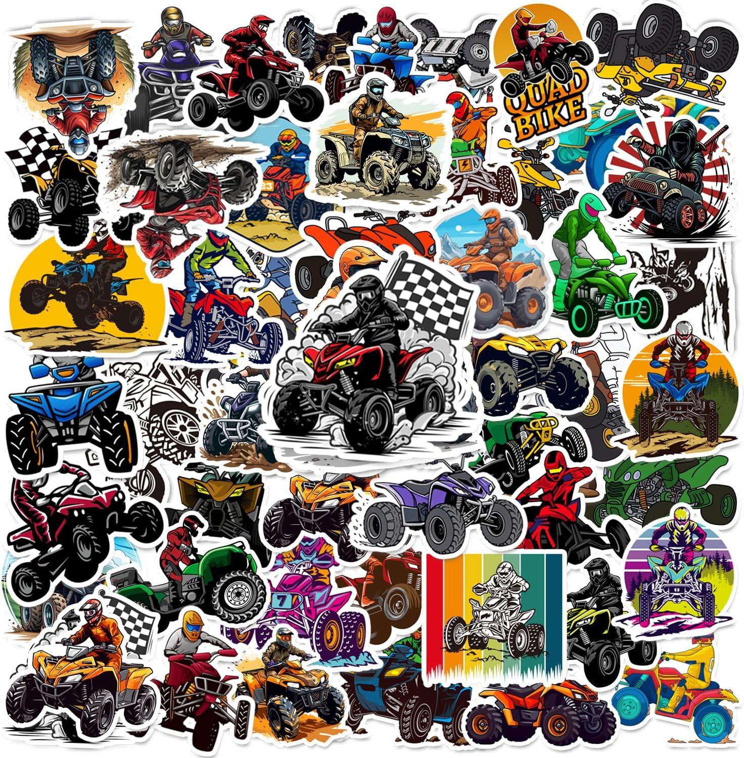 50PCS ATV Quad Bike Stickers Vinyl Waterproof Decals for Party Favors
