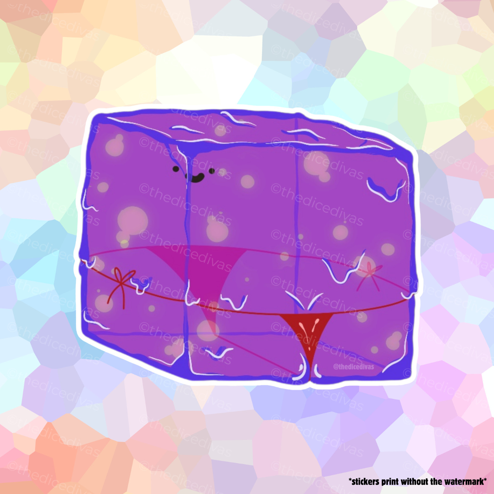Sticker: Purple Naughty Cube – Gelatinous Cube, Ooze, Dungeons and Dragons, DND