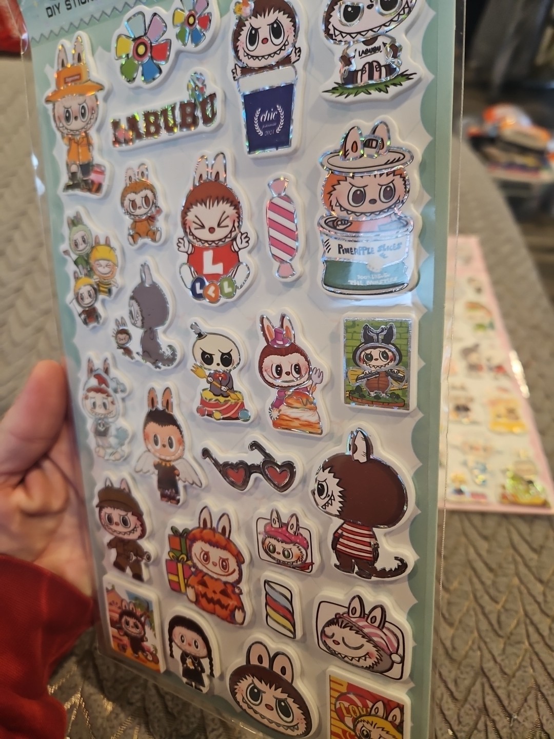 EVA Fashion 2D Foam Labubu Stickers LOT of 3 Different Designs NEW Holographic