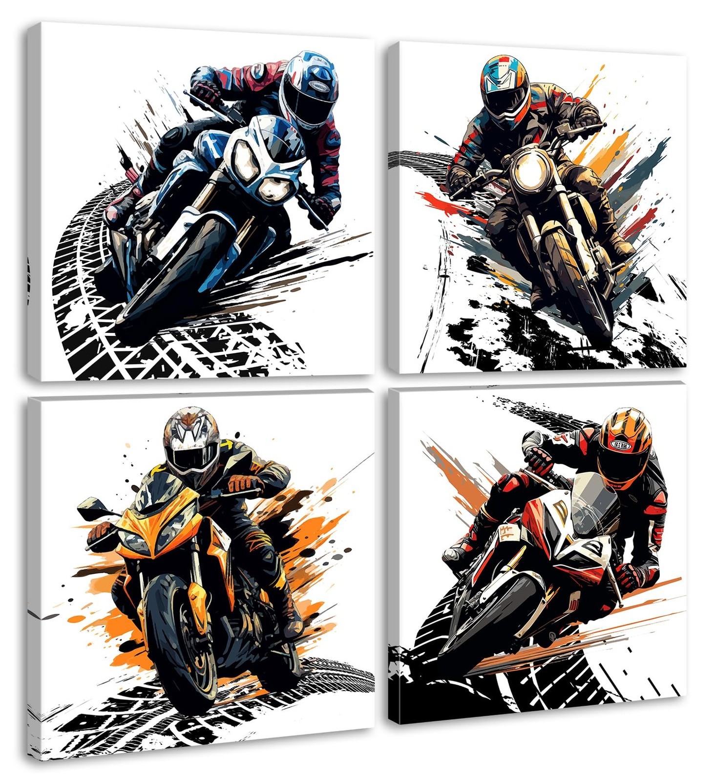 Motorcycle Wall Art Boys Room Decor Graffiti Motocross Posters Motorcycle Can…