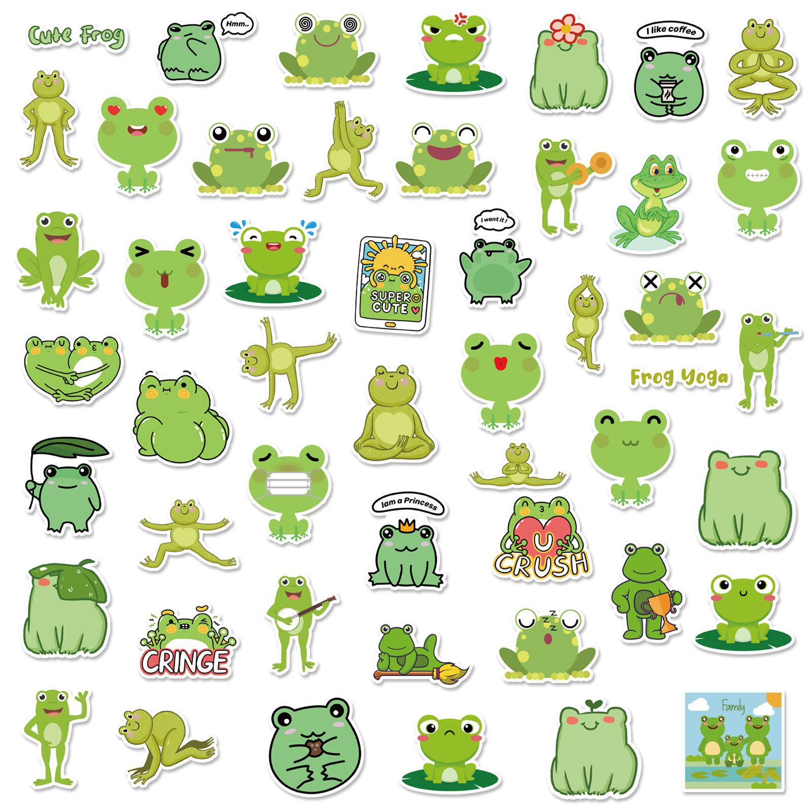 FROG Waterproof Stickers ~ GREEN Toad AMPHIBIAN Removable Vinyl Laptop Decals