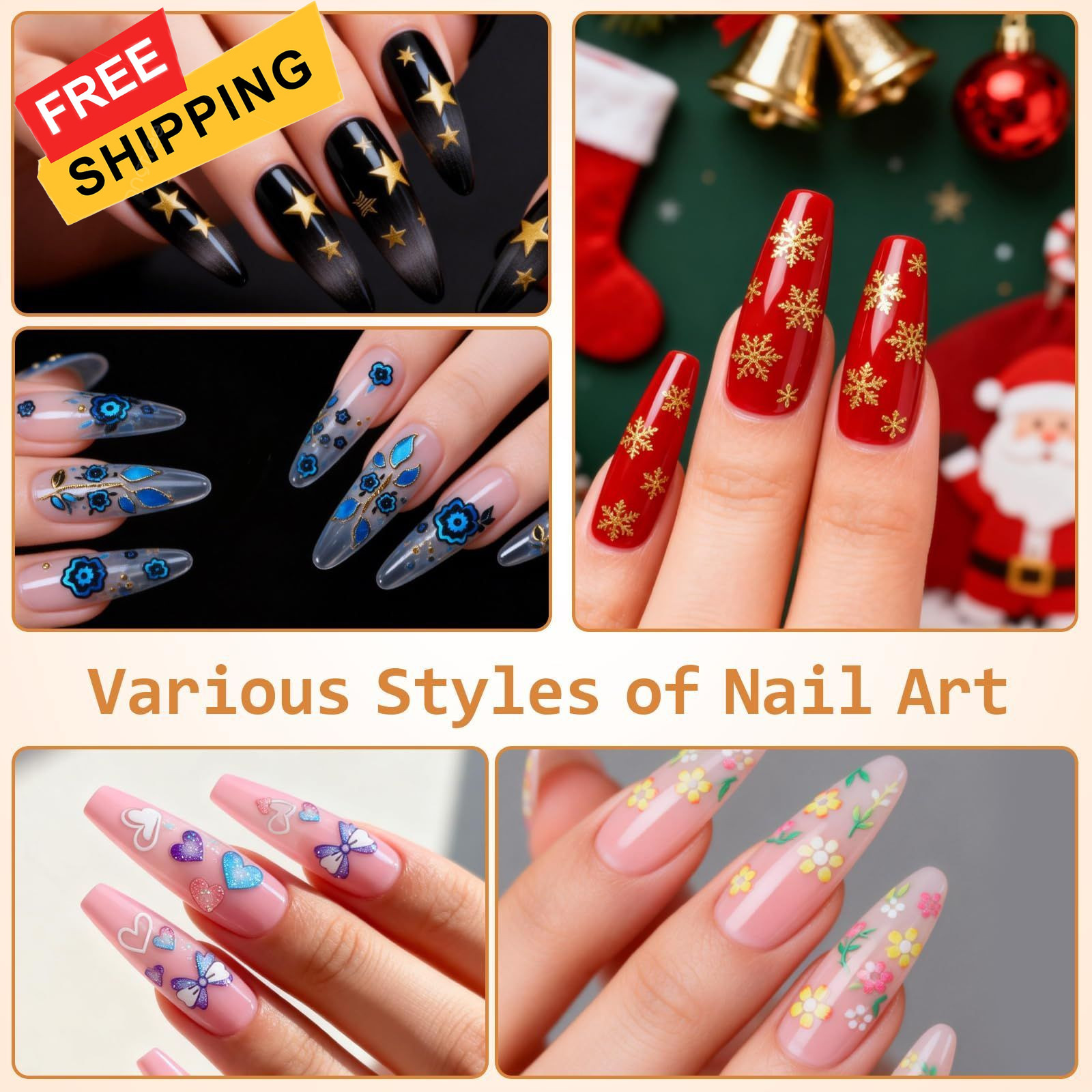 90 Sheets Nail Stickers for Art DIY, 3D Colorful