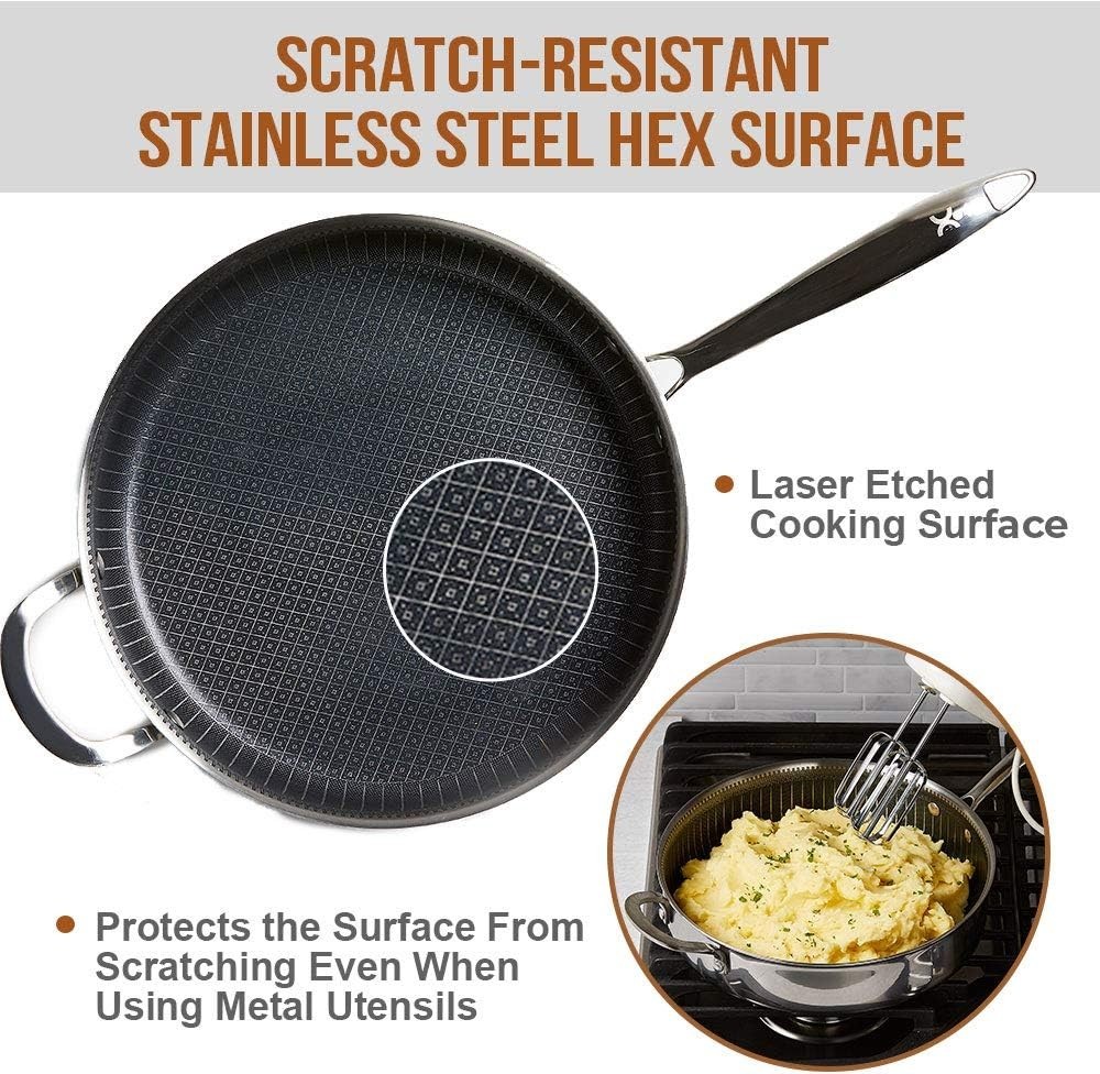 8 Inch Non-Stick Stainless Steel Frying Pan with Lid – Copper Chef Titan Style