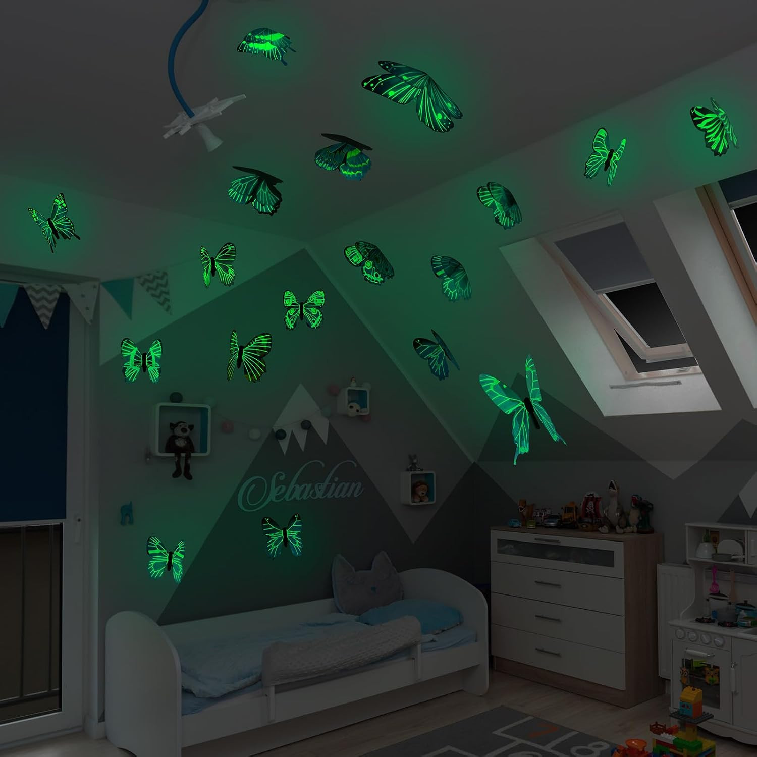48 Pcs 3D Glow in the Dark Butterflies for Ceiling,Removable 3D Butterfly Wall