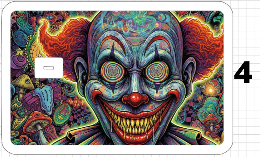 Acid Trip Demon Clown Credit Debit ATM Card Skin Sticker Trippy Gift Retro