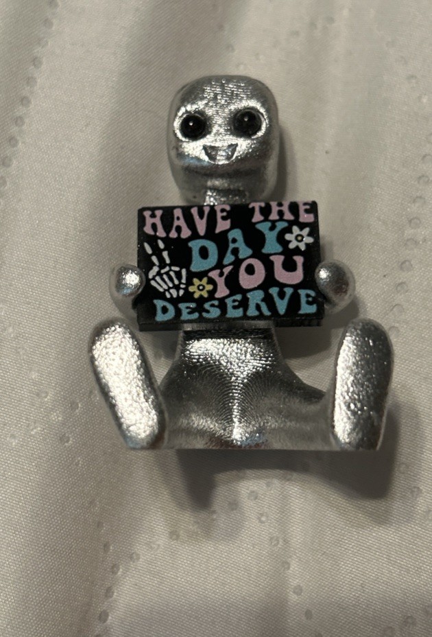 Cute Robot Statue, Have The Day You Deserve Robot Figurine, Silver