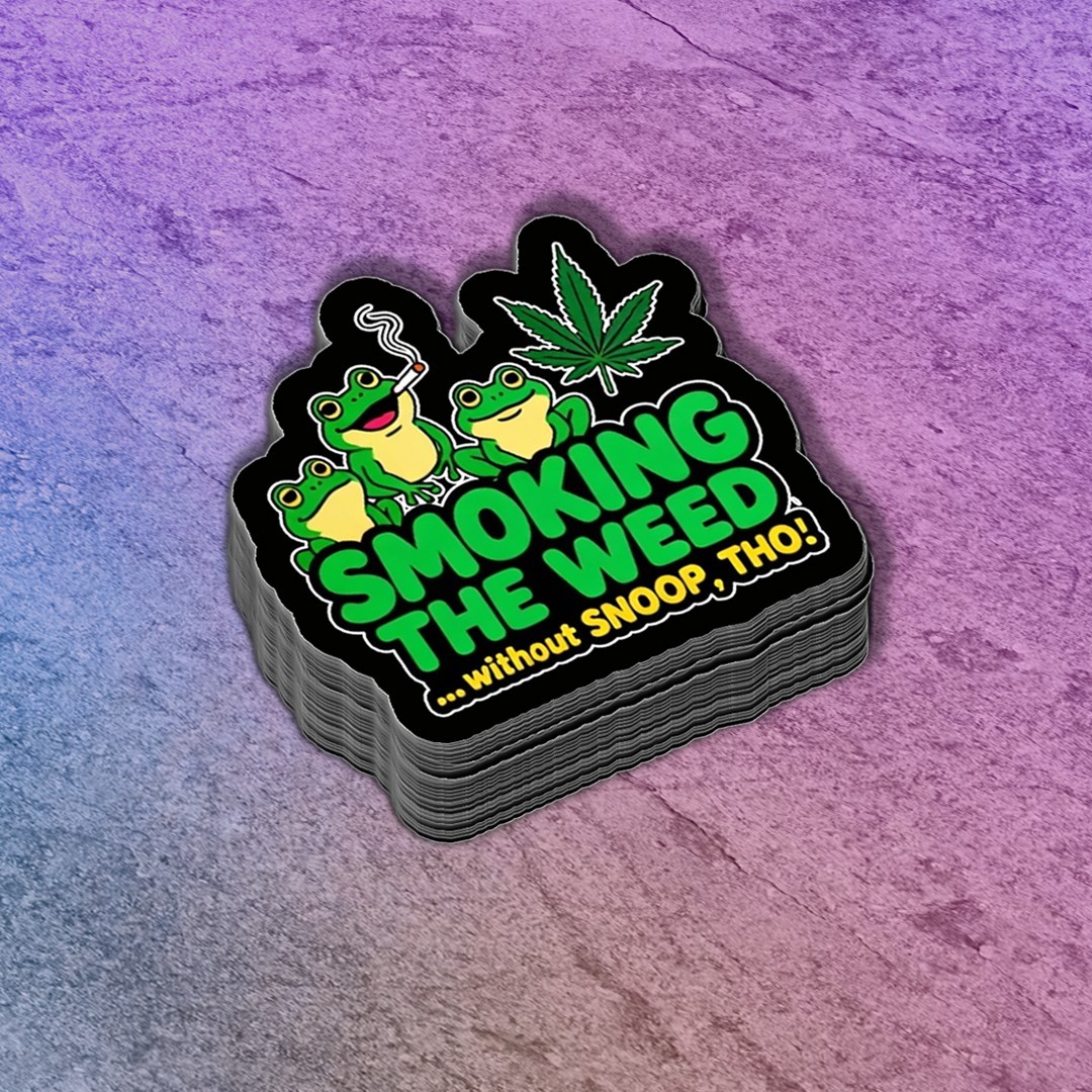 Funny Vinyl Frog Cannabis Decal: "Smoking That Weed" – 420 Humor Vinyl Sticker