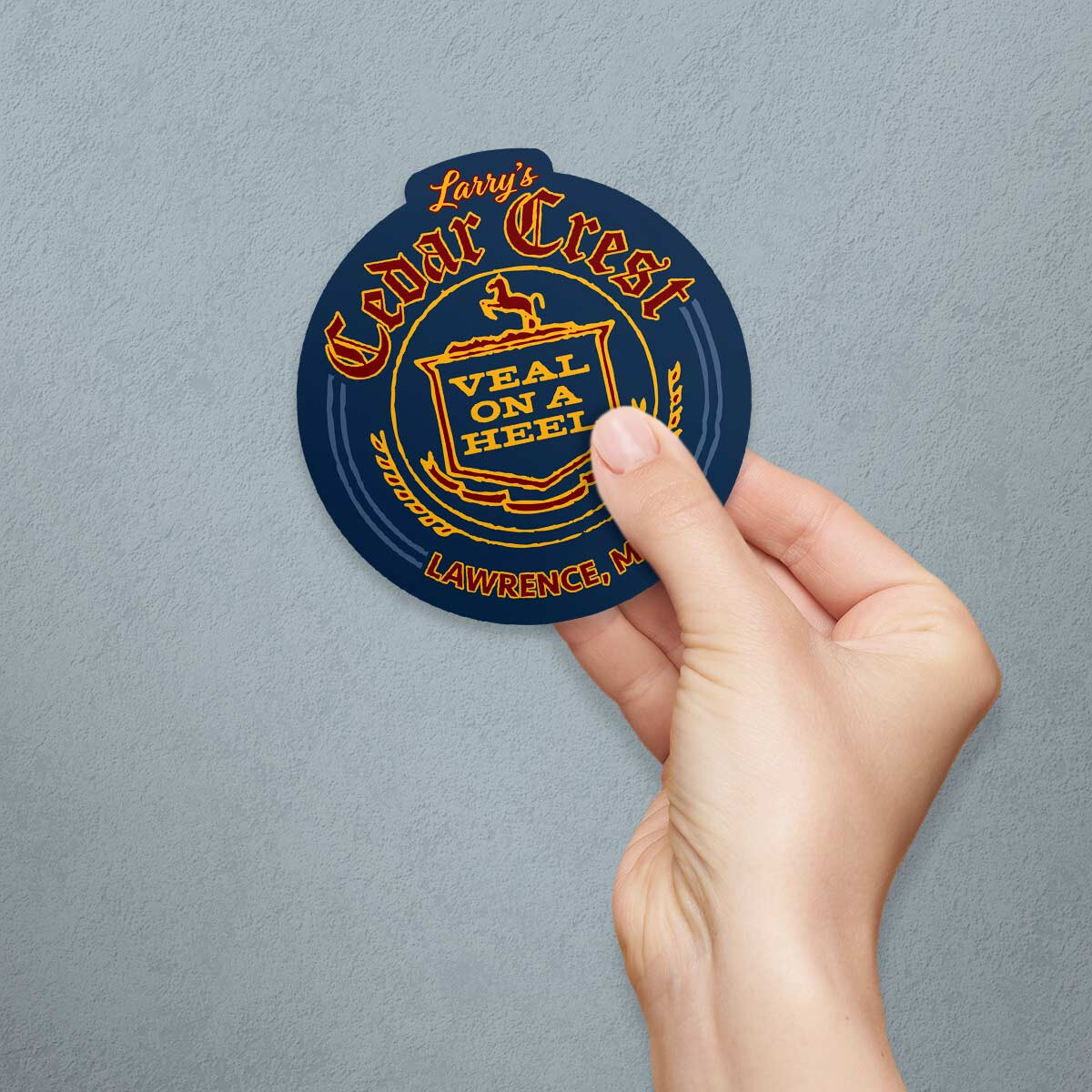 Vinyl Sticker; Larrys Cedar Crest Lawrence Massachusetts Die Cut Sticker