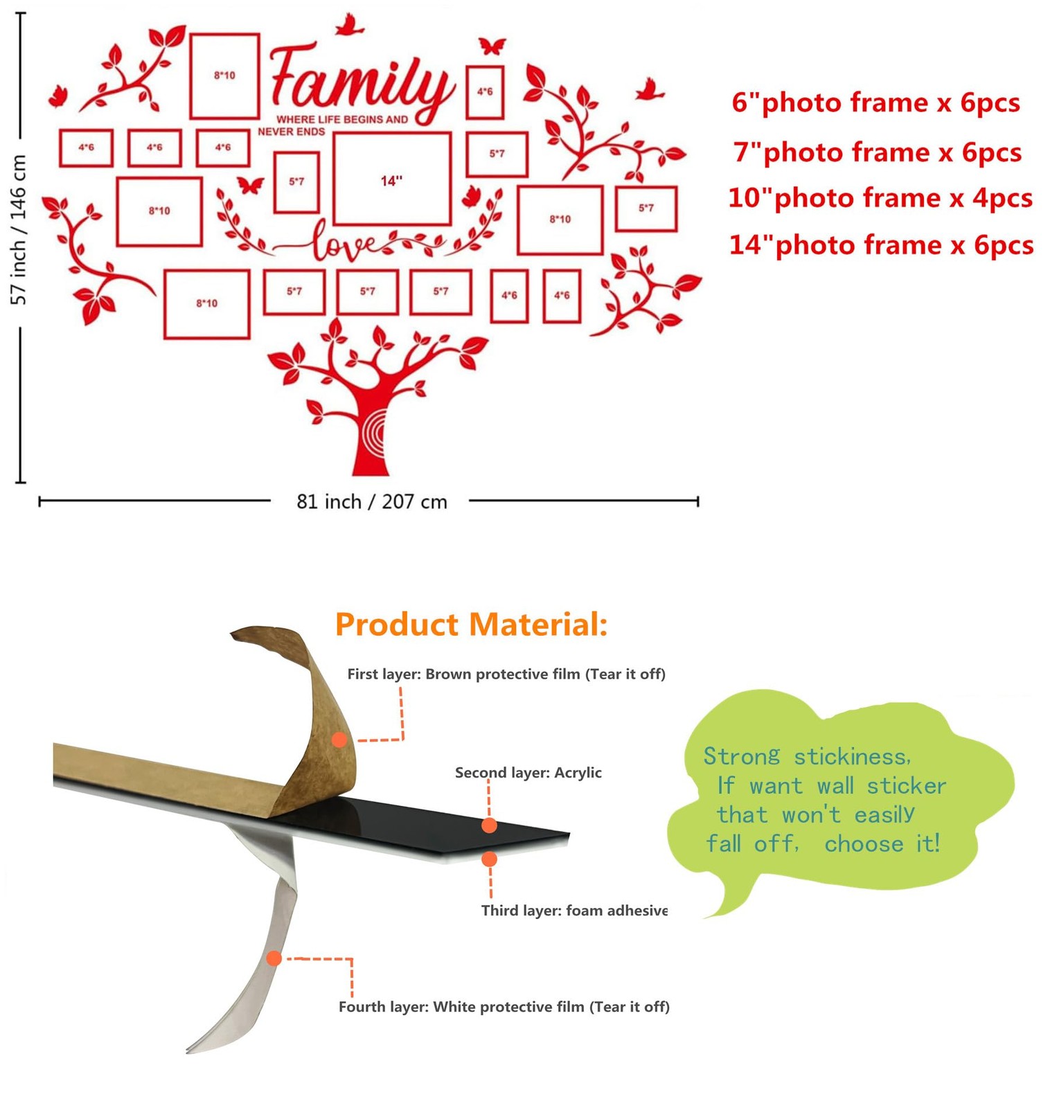 Family Tree Wall Decor Picture Frames Collage for Living Room Frame Accessories