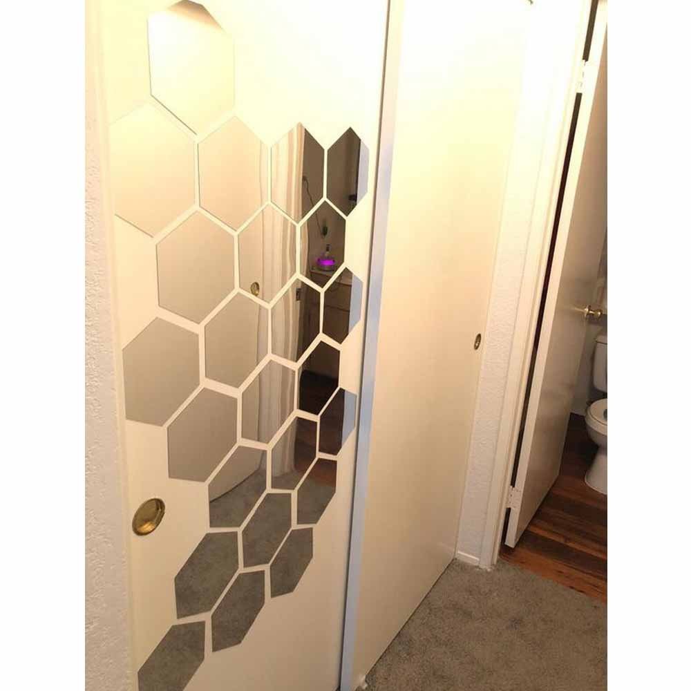 Hexagon Wall Decals, H2MTOOL 12 PCS Large Removable Acrylic 9cm, Silver