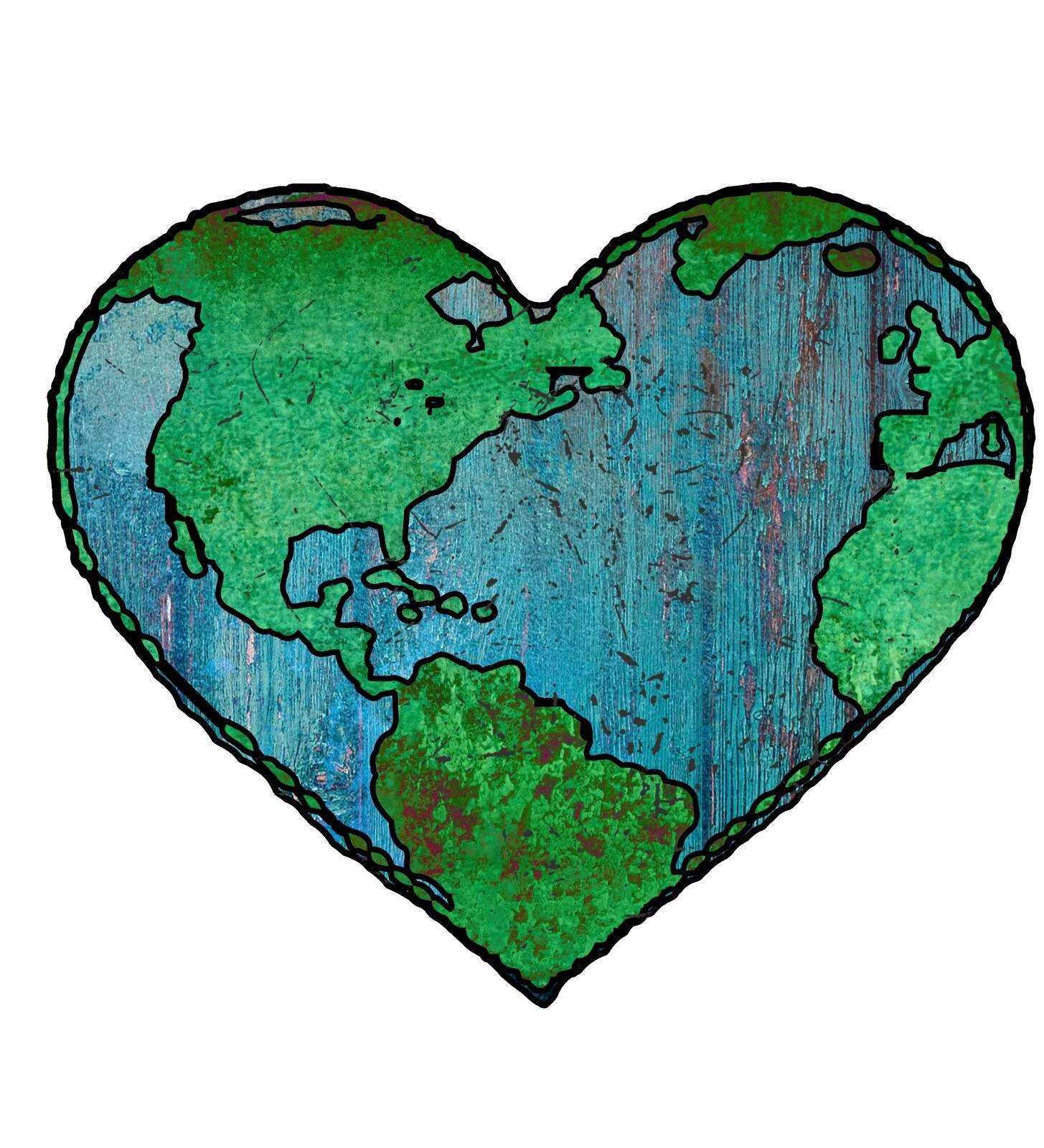 4” Earth Sticker Save Planet Recycle Go Green Love Mother Earth Heart Global