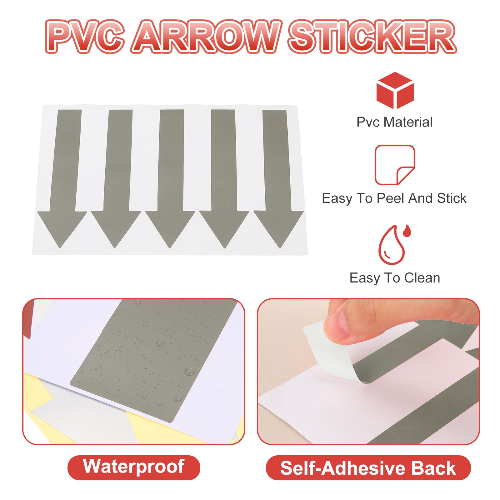 Arrow Sticker, (5×1.2 Inch, Dark Gray) (40 Pcs), Waterproof Arrow Sign Sticker