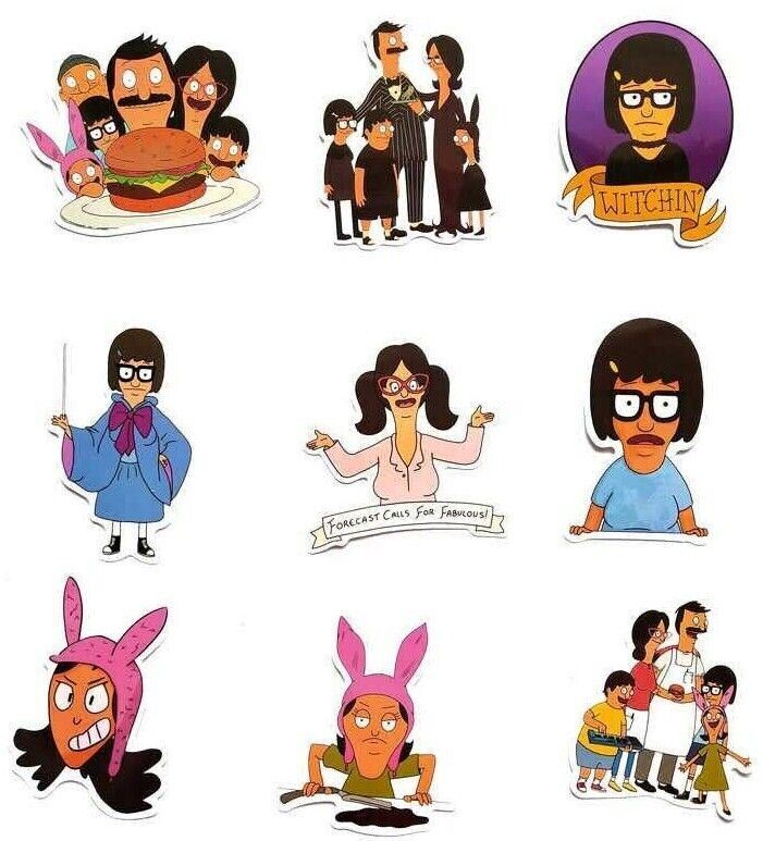 BOB'S BURGERS Stickers [A] CARTOON Characters~Vinyl Waterproof Skateboard Decals