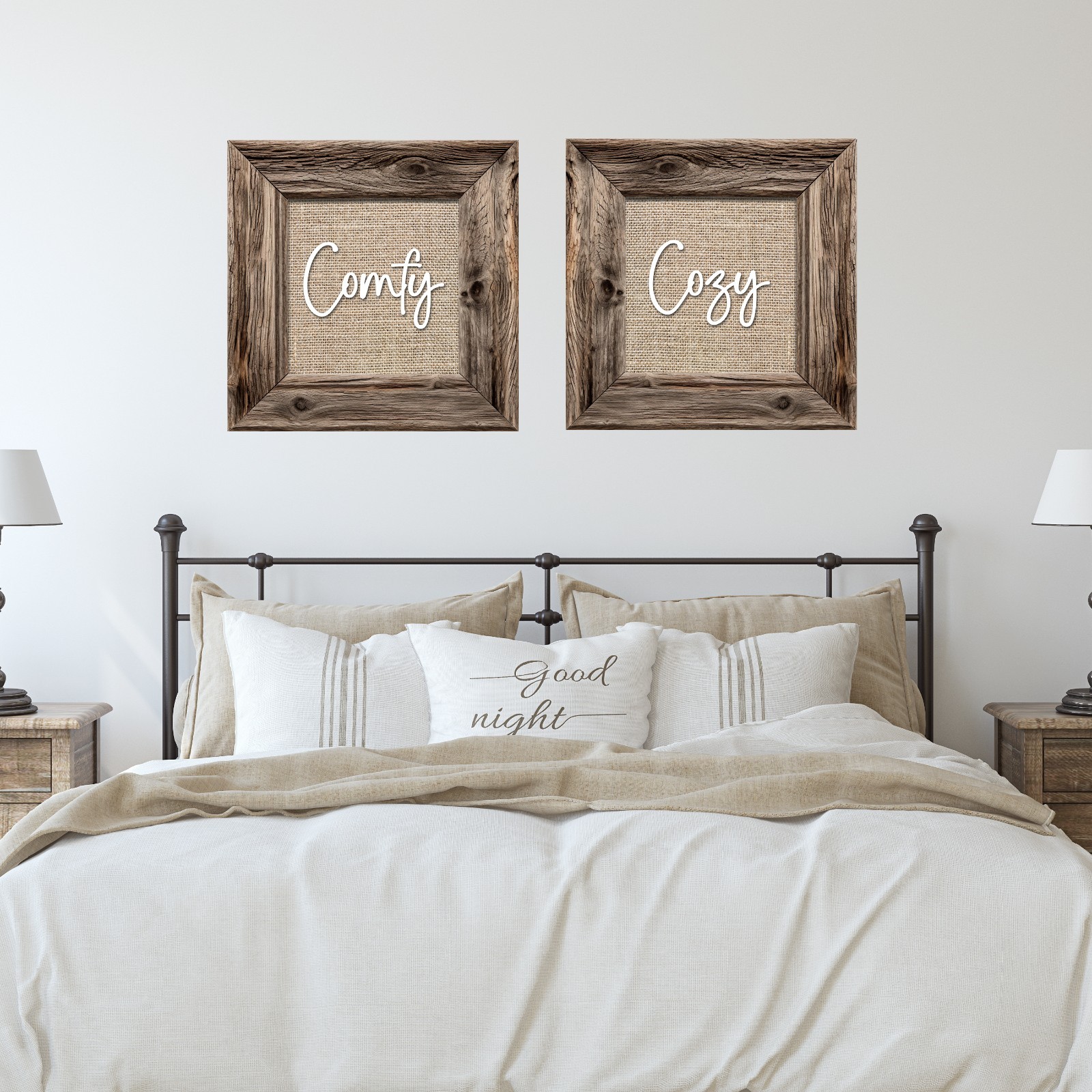 3D Illusion Peel & Stick Wall Art Decals – Set of 2 Large Rustic Frame Art