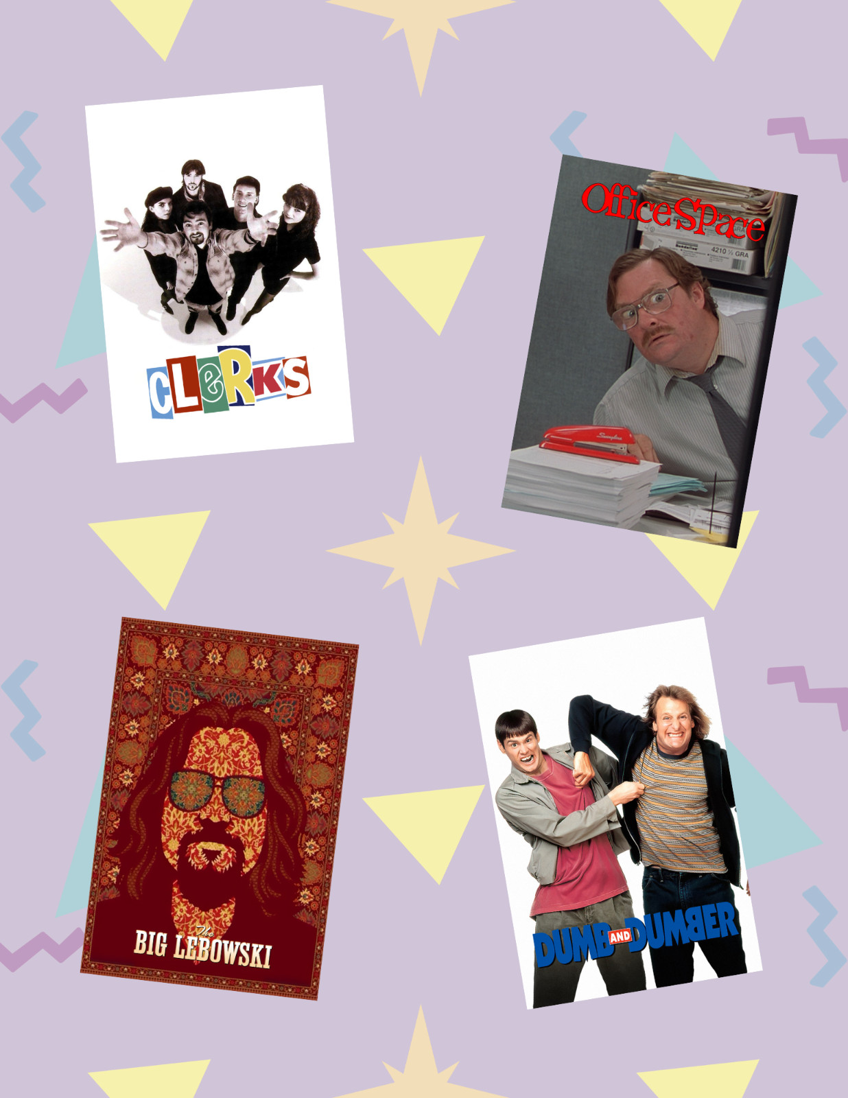 90's Comedy Movie Poster Style 4pc Sticker Pack