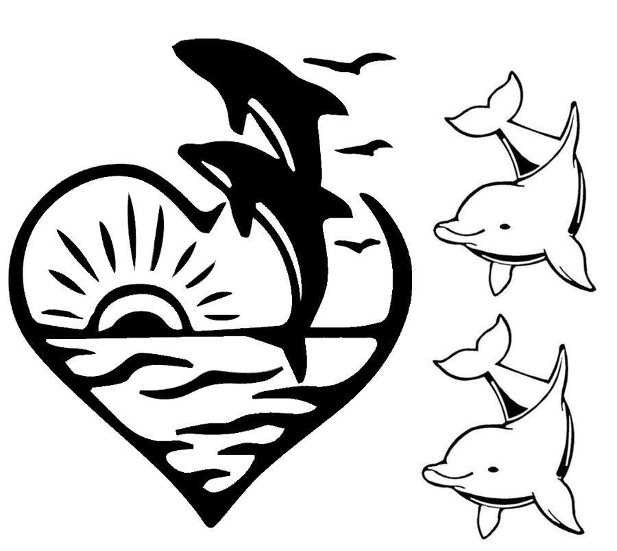 Dolphin 3 pack Vinyl Decals Car Window Tablet Tumbler Mugs Cups Notebook