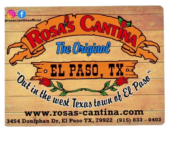 NEW Rosa’s Cantina "Out in the West Texas Town of El Paso" Sticker Decal 4×3 in.