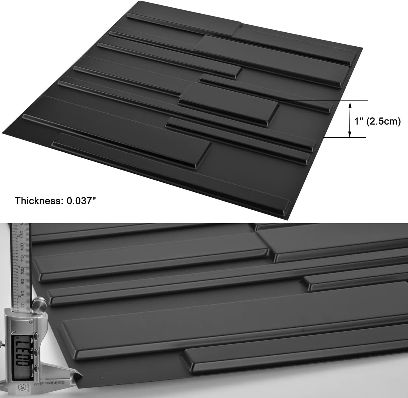 19.7×19.7in PVC 3D Wall Panels Pack of 12 Geometric Black DIY Decor