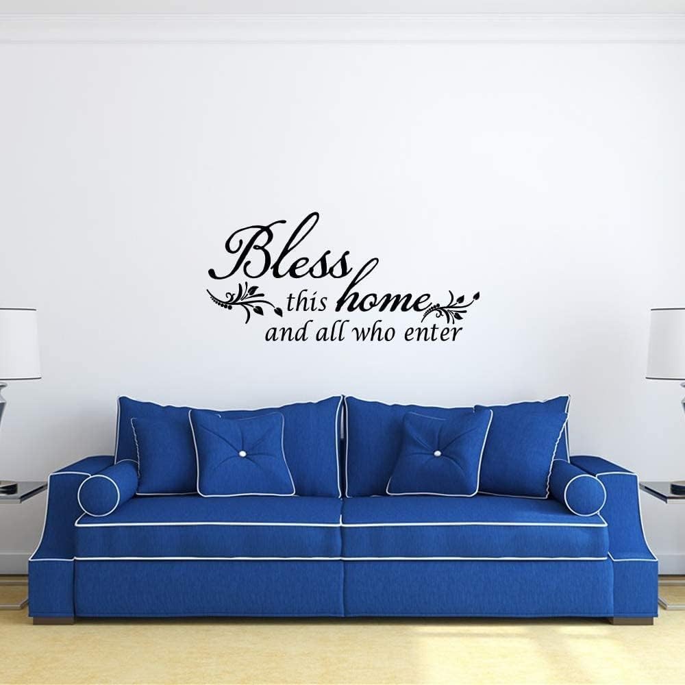 Bless This Home and All who Enter Vinyl Wall Decal Entryway Living Bible Verse