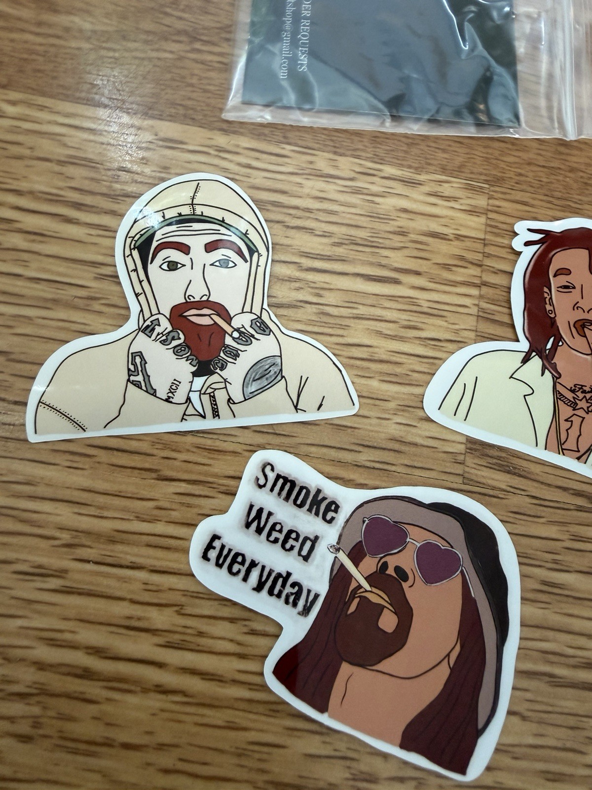 Set of 4 Die Cut Hand Drawn 'Rapper' Stickers Ft. Snoop, Mac, Lil Wayne 2"