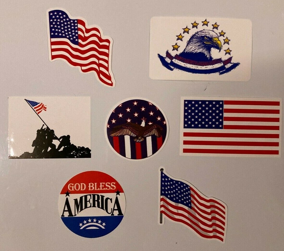 US Flag Patriotic Series Stickers Full Set of 7 Vending Machine Decals God Bless