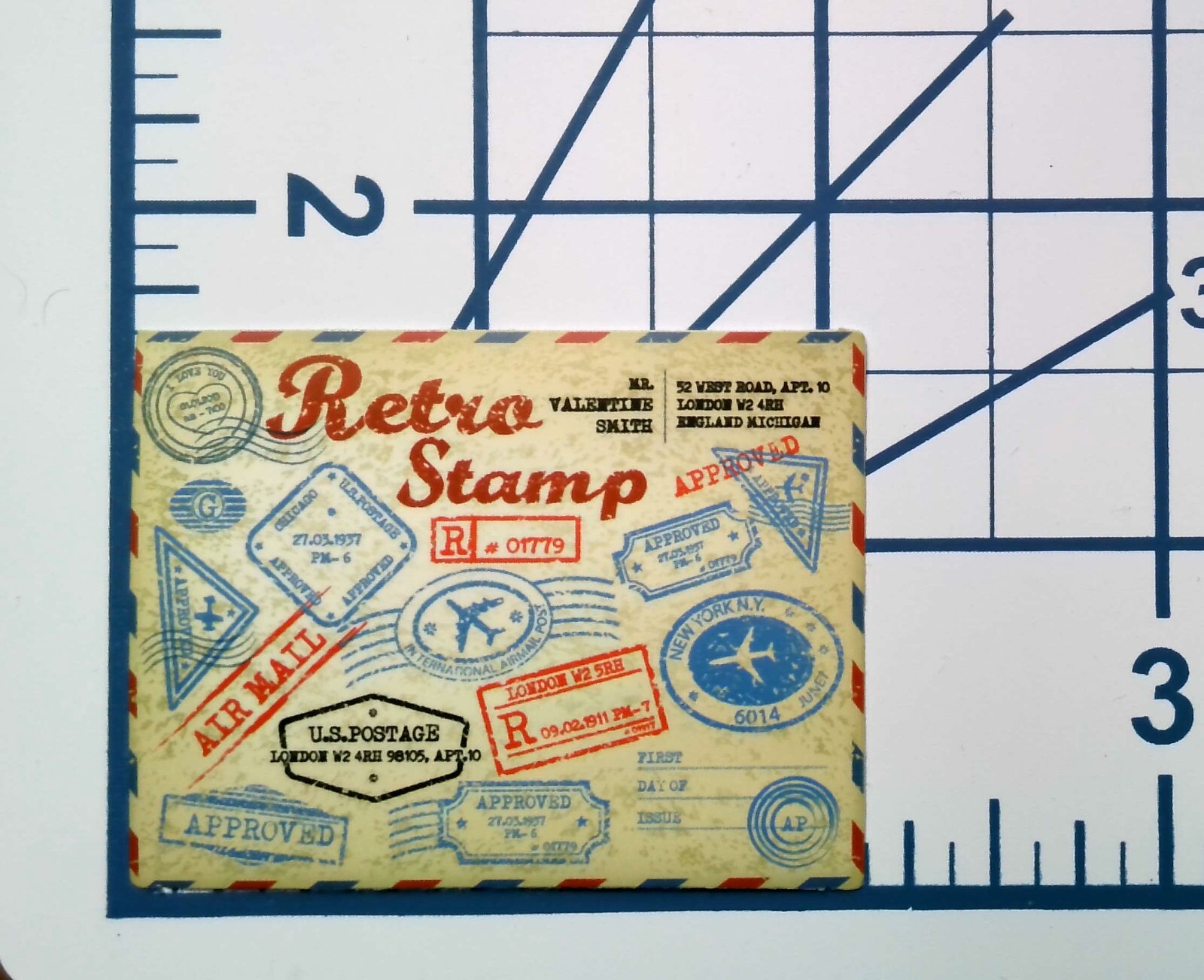 Retro Stamp Air Mail London New York Postmark Die Cut Vinyl Sticker Scrapbooking