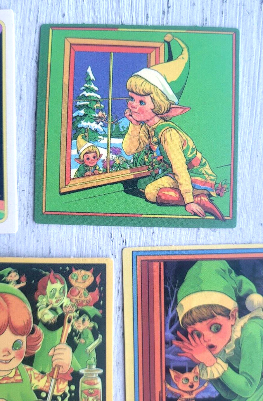 Haunted Active Spirit Creepy Witch Holiday Elf Sticker Lot Of 5 Pcs Pc