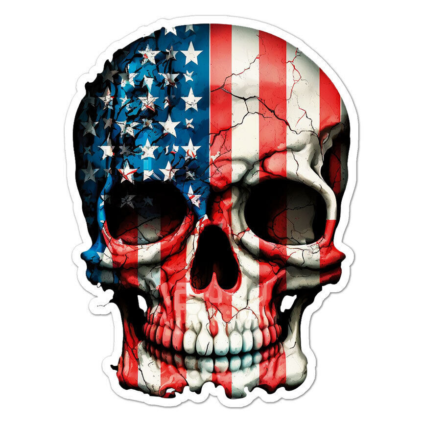 US American Flag Skull Sticker Decal