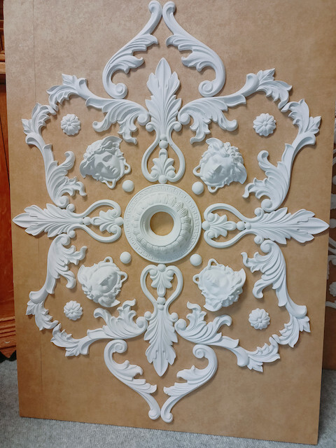 WD 10 Ceiling Mirror Rose Alabaster Gypsum Stucco Handmade 57 X 77 Cm