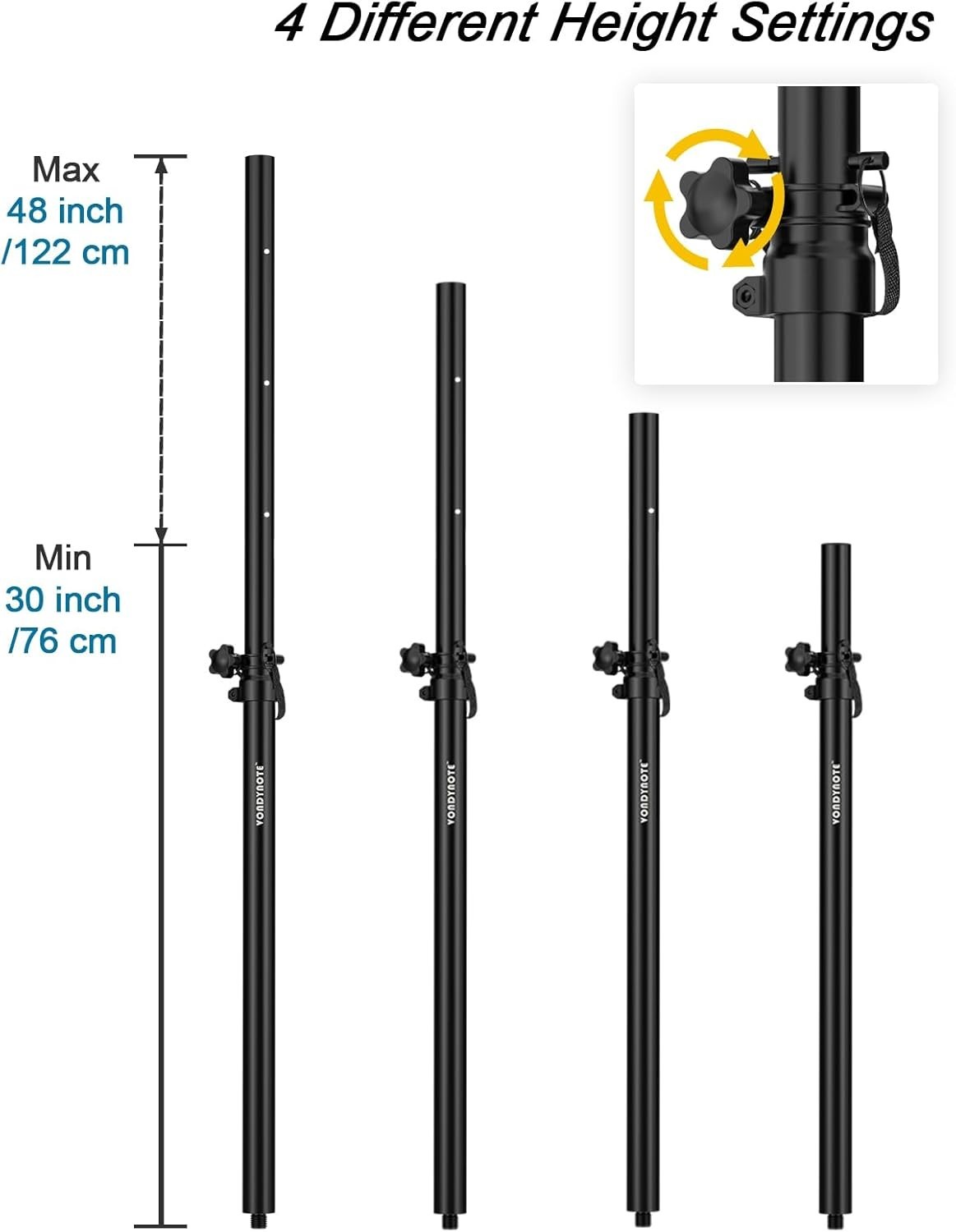 Set of 2 Speaker Pole for Subwoofer Height Adjustable Fits M20 Threaded Mount an